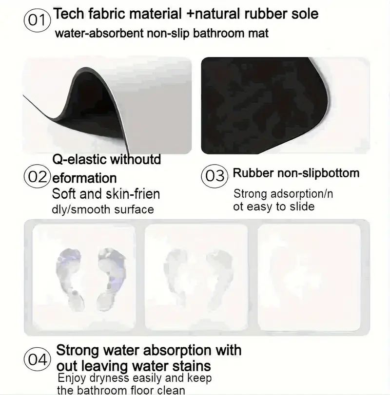 a set of 3pcs soft and absorbent bathroom non slip mats u shaped toilet mat floor carpet absorbent floor mat sink mat entrance door mat bathtub mat simple european and toilet mat non slip design comfortable for feet easy to wash in colors absorbent mat set slip resistant and durable bathroom accessory decoration items bathroom decor home decoration washable and cuttable mats Product details 4