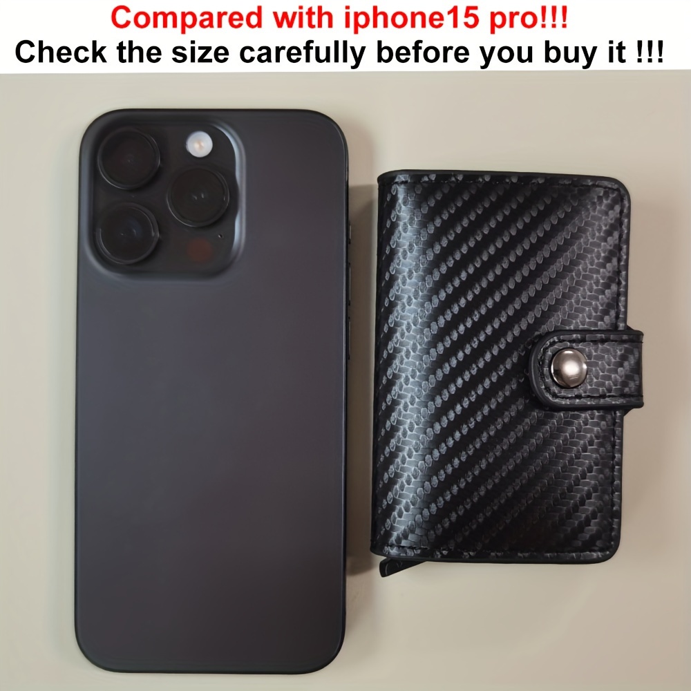 1pc Men's Aluminium Alloy Rfid Wallet With Carbon Fiber Pattern, Credit Cards For Men Und Women, Rfid Mini Business Card Holder