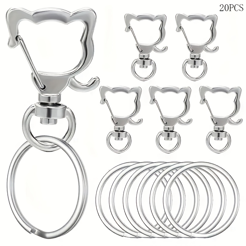 Image of 8/20pcs Cat Shaped Swivel Clasp Trigger Spring Key Ring Clamp Key Ring, Clasp Hook Keychain Clamp Fashion Clip For Keychain, Bag, Wallet And Handbag (4/10 Keychains 4/10 Key Rings)