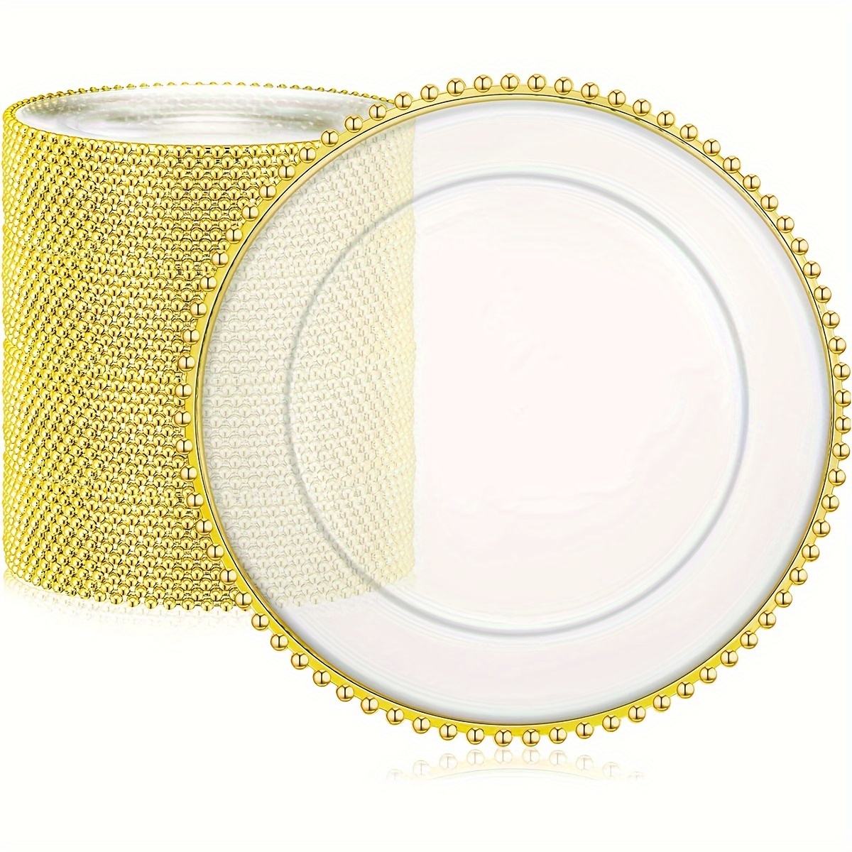 

50pcs Clear Charger Plates 13 Inch Plasticround Dinner Plates With Beaded Rim Dinnertable Decorative Plates For Home Weddingkitchen Birthday Bridal Shower Party Dinnertable Supply