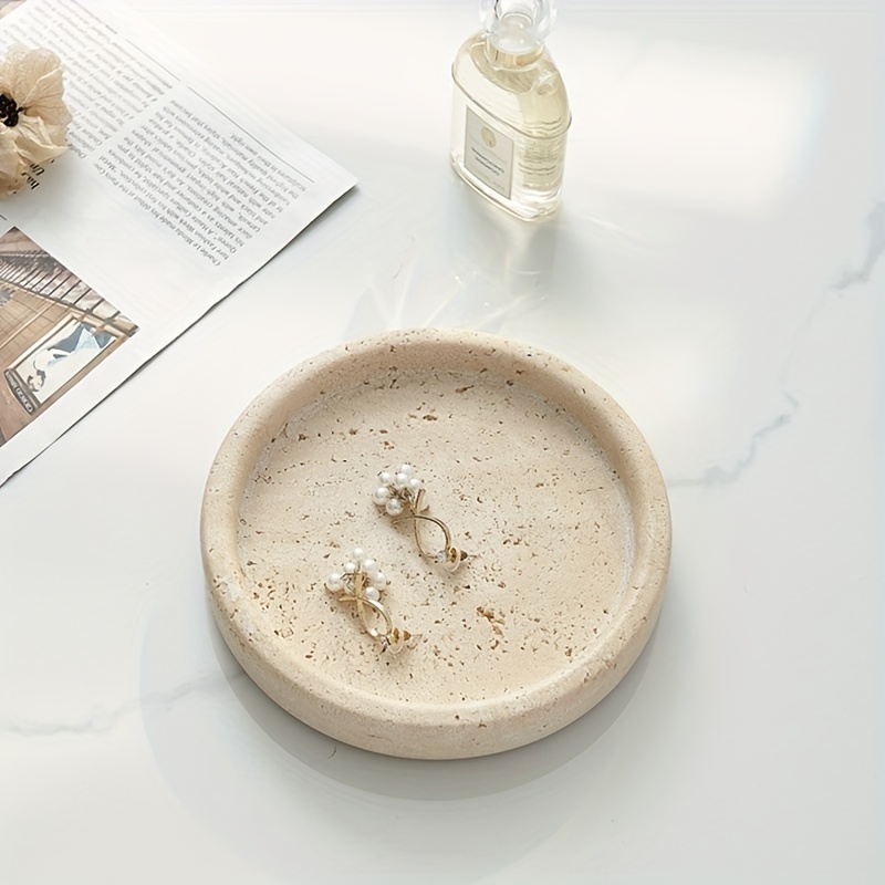 E-shop Natürliche Waschtischablage | Polierte Beige Runde Küchenablage Organizer für Wohnkultur, Art Deco Stil, Geeignet für Weihnachten,