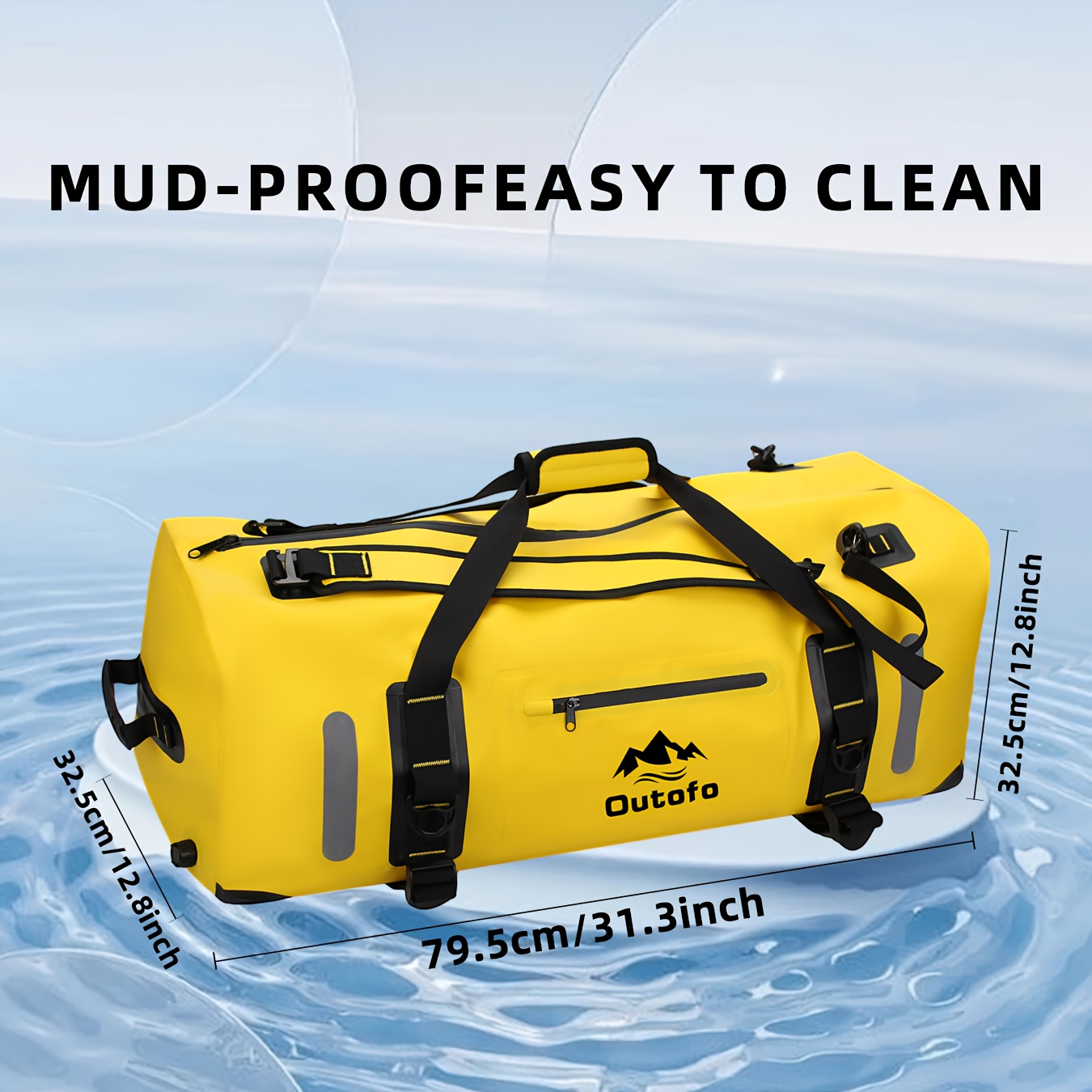 E-shop Hochwertiger Rucksack - 22,45 Gallonen langlebige Sport- Reisetasche, geeignet für Kajakfahren, Camping, Surfbretter Reisen - Gelb mit schwarzen