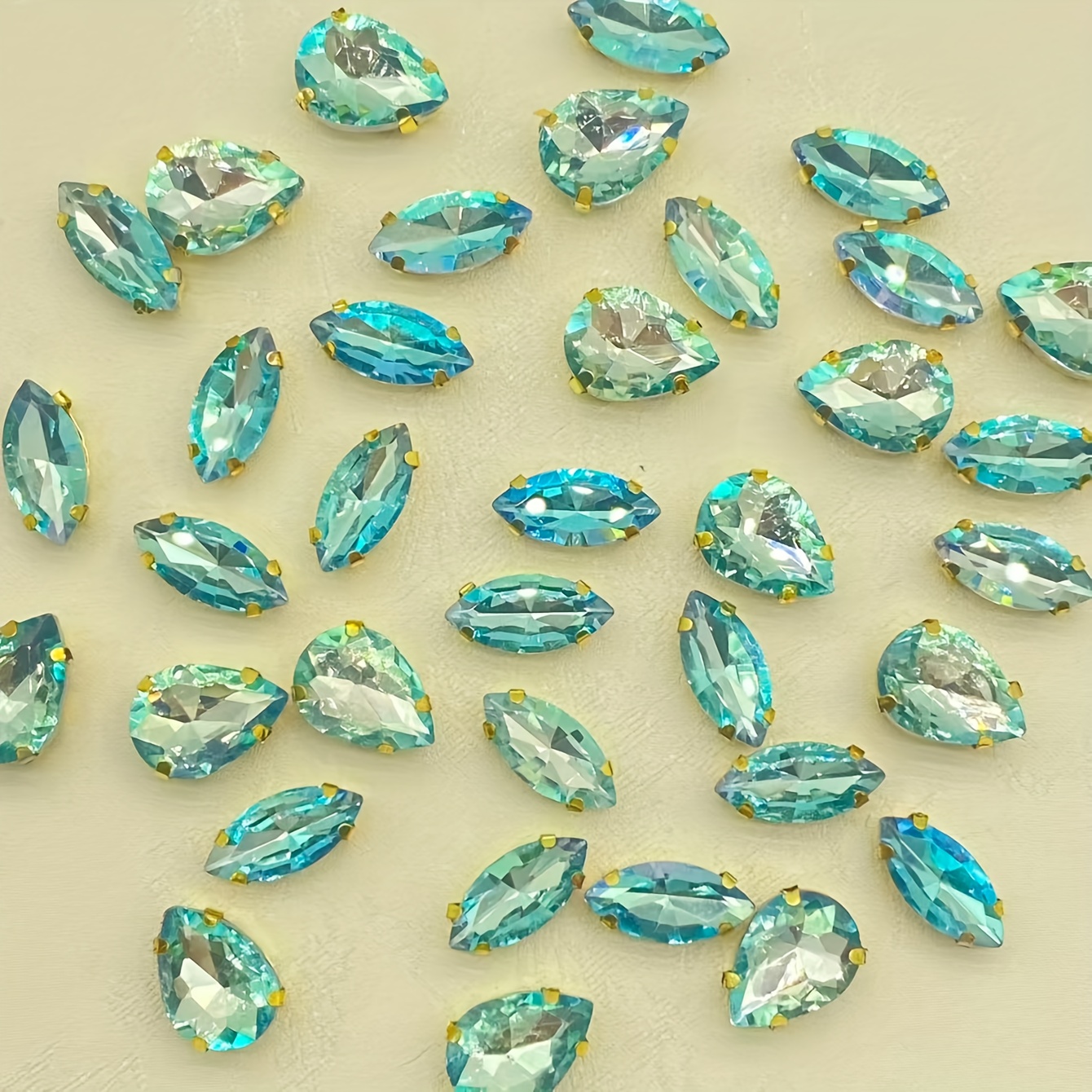 TEMU A Pack Of 40 Iridescent Rhinestone Hand-sewn Diamonds Handmade Sewing Clothing Shoes Hats Bag Packaging Decoration Rhinestones
