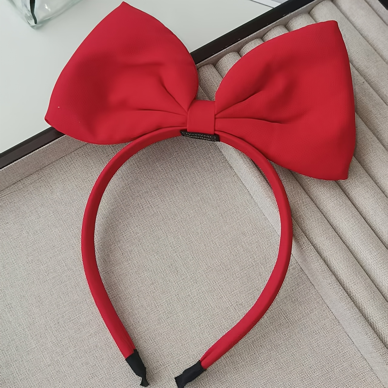Image of 1pc Of Red Velvet Large Bow Head Hairpin Hair Accessory, Wide Versatile Hair Ornament Popular On Social Media