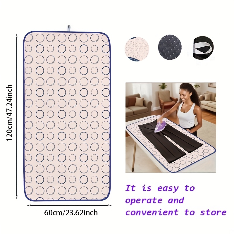Image of 1pc Portable Foldable Heat-resistant Ironing Pad - Non-slip Pp Material, Multi-surface Compatible, Space- Design For Travel & Home Use With Door-hanging Iron Holder