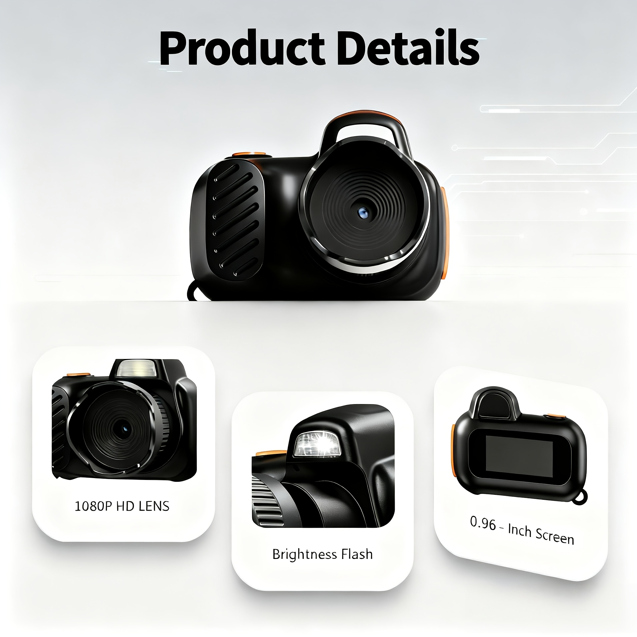 Dispositivo de grabación de video HD 1080P compacto - Cámara digital tipo llavero con tarjeta de memoria de 64 GB, pantalla HD de 0.96 pulgadas, batería de larga duración y diseño ultra portátil, ideal para viajes, vlogging y fotografía nocturna (Negro)