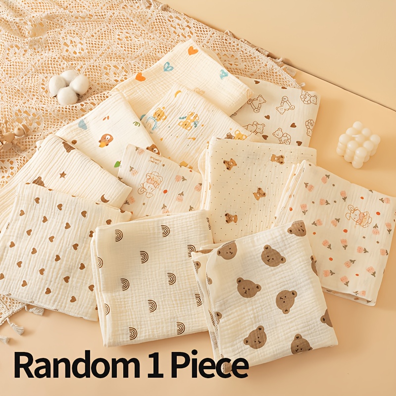 3pcs Double-Layer Baby Muslin Swaddles with Cute Prints