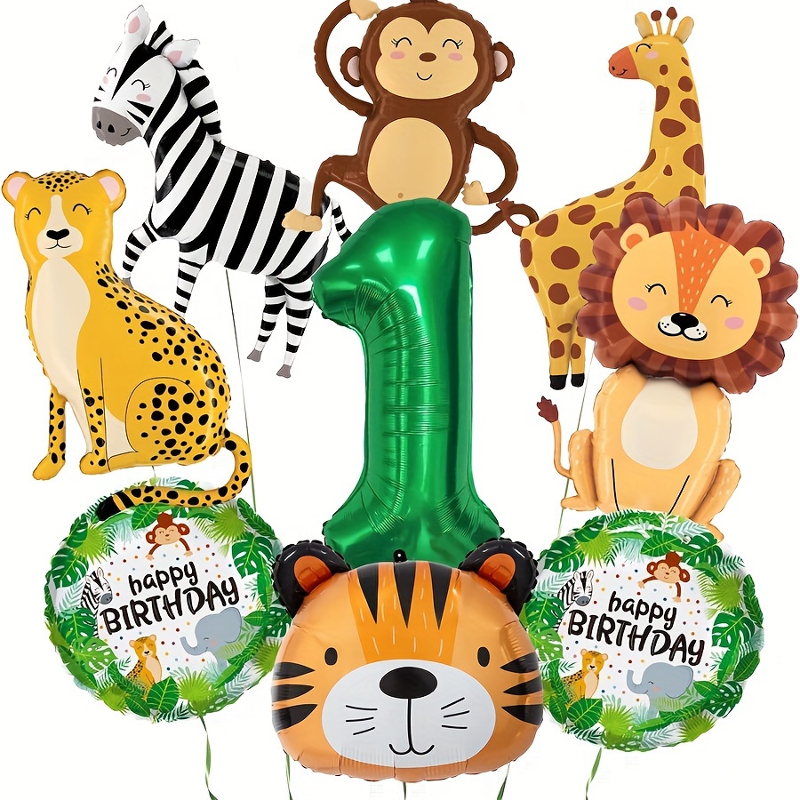Decoración De Fiesta Feliz 1 2 3 4 5 Años Cumpleaños Safari Animal Globos  Set Baby Shower Es Un Niño Bosque Selva Verde Lámina Número Globo De 6,01 €