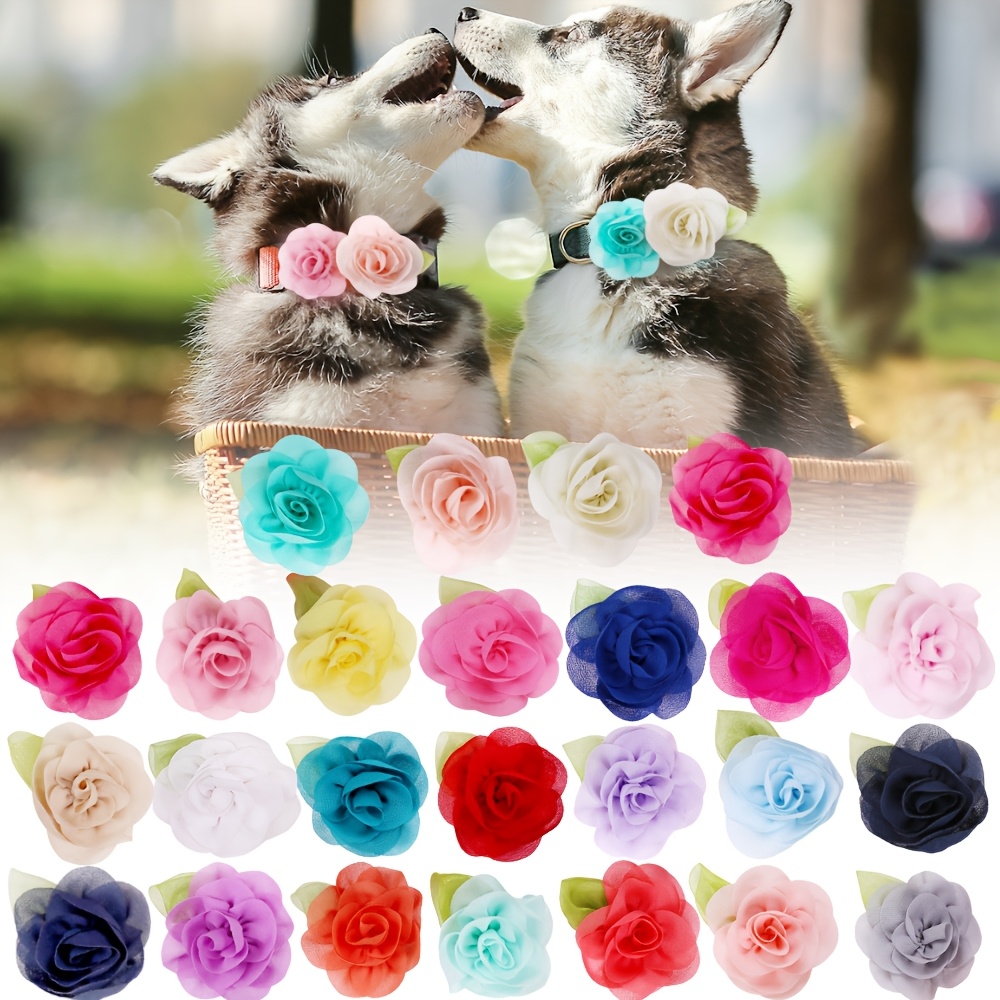 

10pcs Flower Dog Bowties With Bands Spring Pet Collars For Dogs Removable Dog Bow Ties Collars New Bows Pet Grooming Accessories