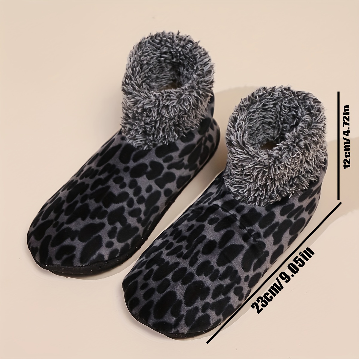 

Leopard Print Fuzzy Socks, Non-slip Thick Warm Indoor Home Floor Slipper Socks For Fall & Winter, Women's Stockings & Hosiery