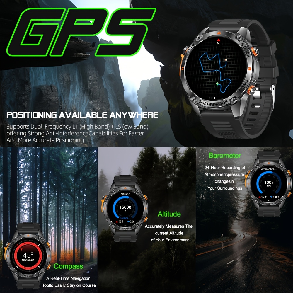 gps smart watch kinds outdoor sports ultra clear amoled Temu Bahrain