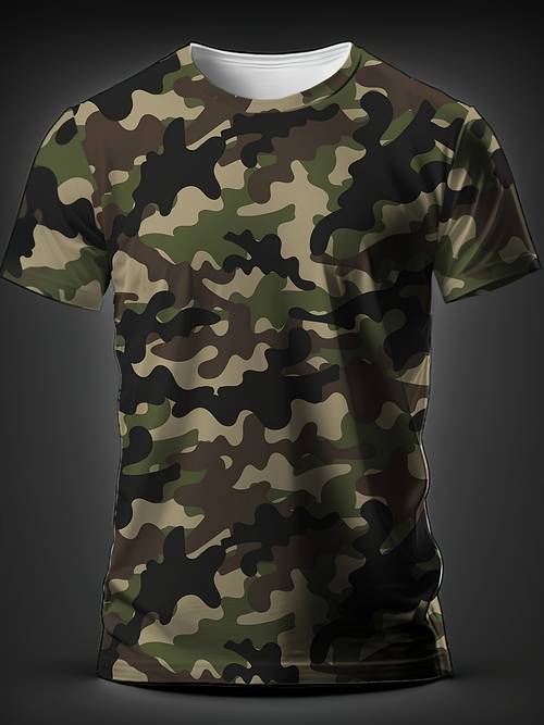 imagen del artículo camiseta 2024 para hombre, manga corta y cuello , de malla y transpirable, estampado digital 3d, estilo casual y moderno