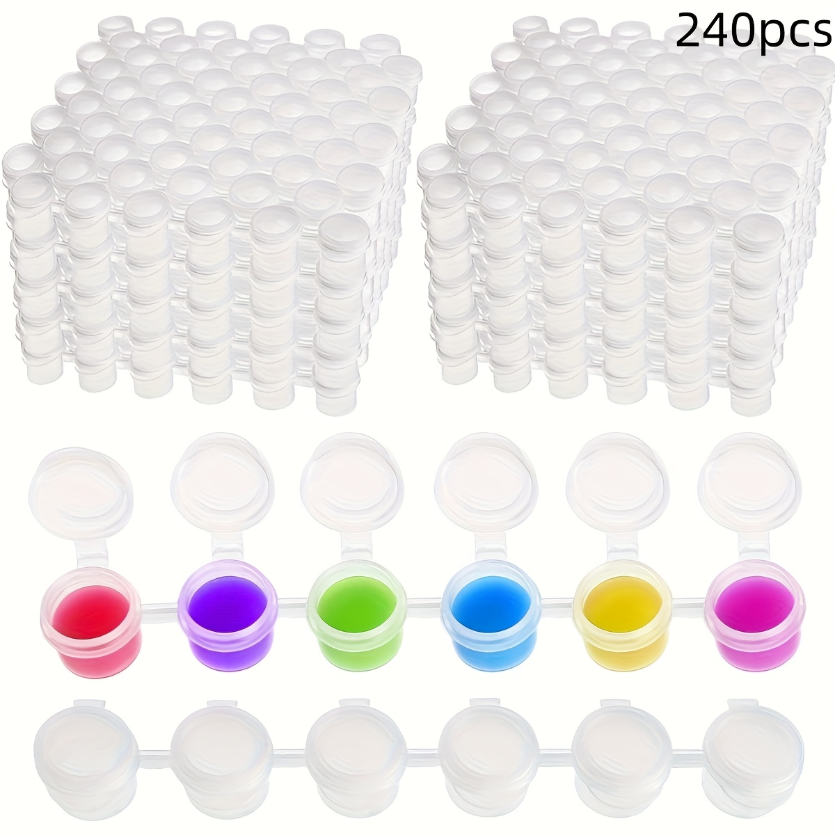 Image of 60/120/240pcs Empty Paint Cans, Covered Acrylic Mini Pigment Containers, 6pcs Interconnected Empty Paint Boxes, 2ml/0.07oz Empty Cans, Suitable For Students, Empty Paint Boxes For Detailed Painting