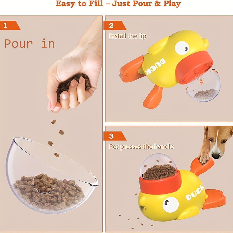 Juguete interactivo para perros con alimentación a presión | Comedero lento con forma de pato para una alimentación saludable y desarrollo cognitivo, material plástico