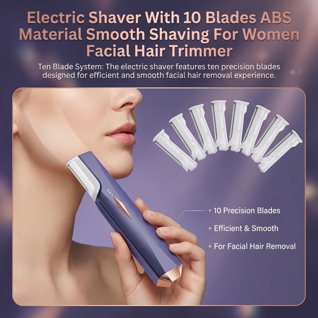 dermaplaning tool for face women electric dermaplane razor   facial hair exfoliation removal   technology rechargeable facial hair removal with led light 3   10pcs replacement   portable face razor gift for her Product details 0
