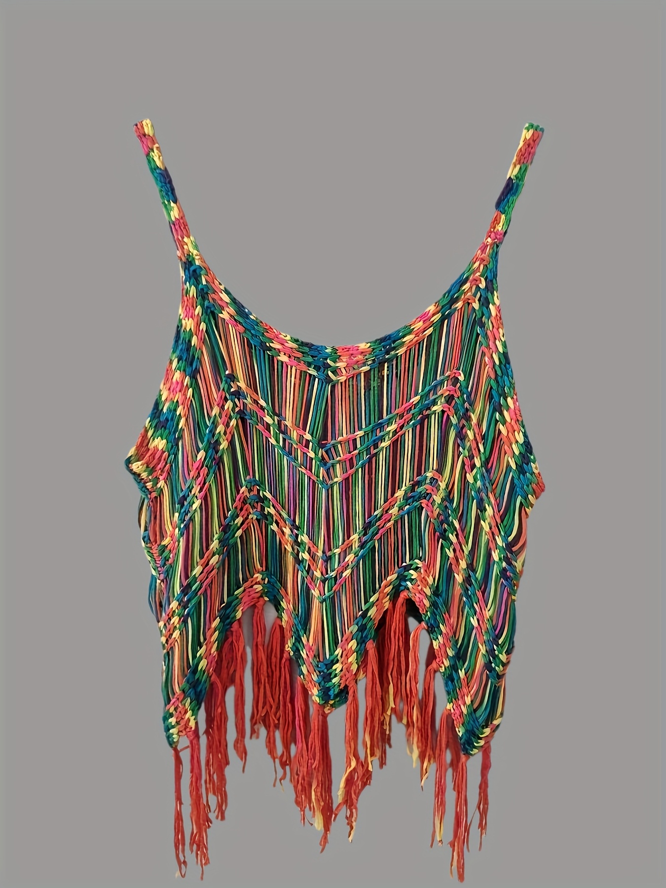Bohemia Bikini de Playa para Mujer Cubierta de Crochet a Mano con Diseño Floral Camuflaje y Bloques de Color Top de Tirantes Chaleco