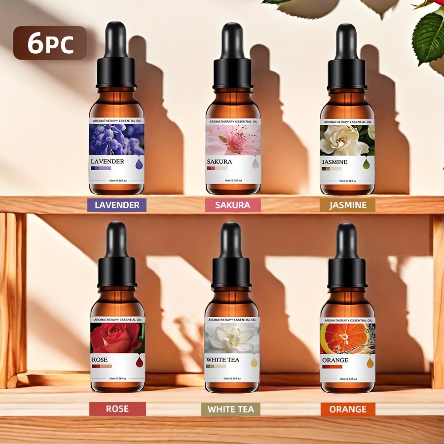 A Set of 6 Bottles of Dropper Essential Oils, Each 10ML, Suitable for Diffusers, Scented Candles, Aroma Burners, And Fragrance Stones. A Perfect Gift for Father'S Day, Also Usable in Humidifiers And Car Air Fresheners.