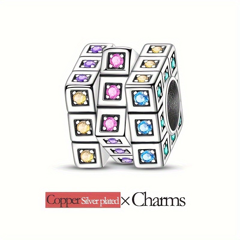 

Copper-plated Silver Low-allergy Zirconiamagic Cube Pendant Beads Women's Jewelry Gift Suitable For Original Brand Bracelet