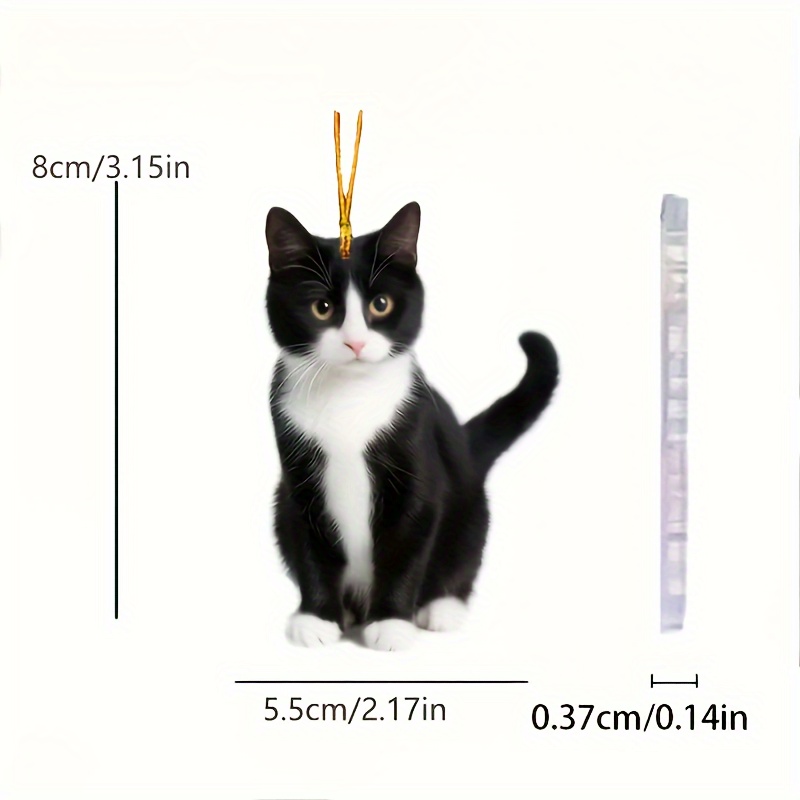 

2d Acrylic Plush Black And White Kitty Cat Small Decoration Pendant, Perfect Car & Bag Accessories