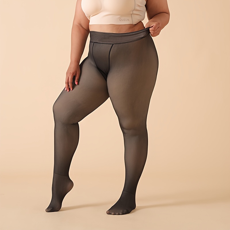 

Winter Essential) Plus Size Women's Fleece-lined Tights - Warm, Stretchy Winter Pantyhose, Opaque High Waist, Soft Polyester/spandex , Machine Washable