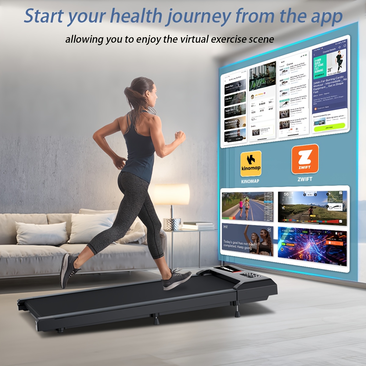 10% Incline Walking Pad - 120KG Capacity Under Desk Treadmills, Lightweight Smart Treadmill With Widen Belt, Portable Treadmills Work With KINOMAP For Home Office, The Best Gift, Without Battery