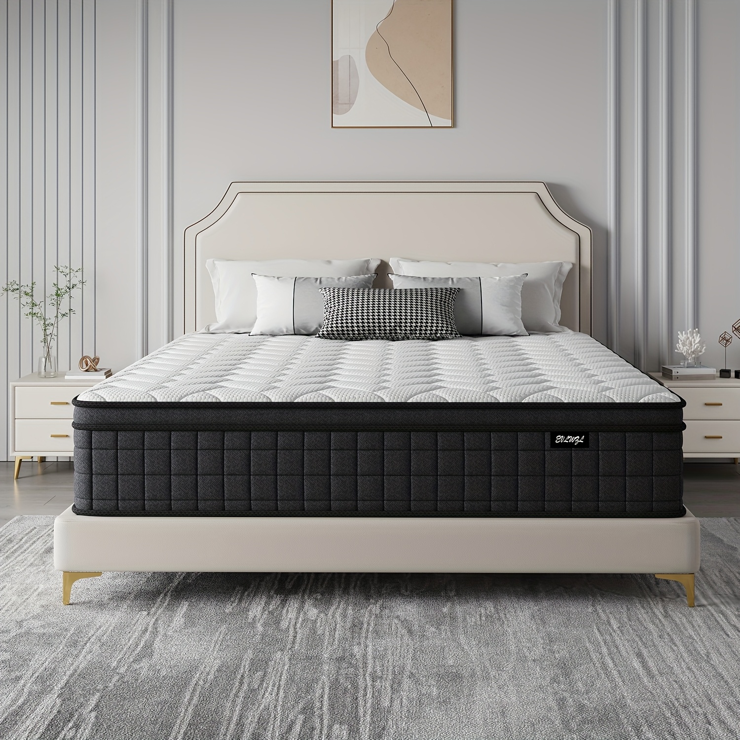TEMU Queen Mattress, 12/10 Inch Hybrid , Gel Memory Foam Mattress, Individually Wrapped Pocket Coils Innerspring Mattress, Medium