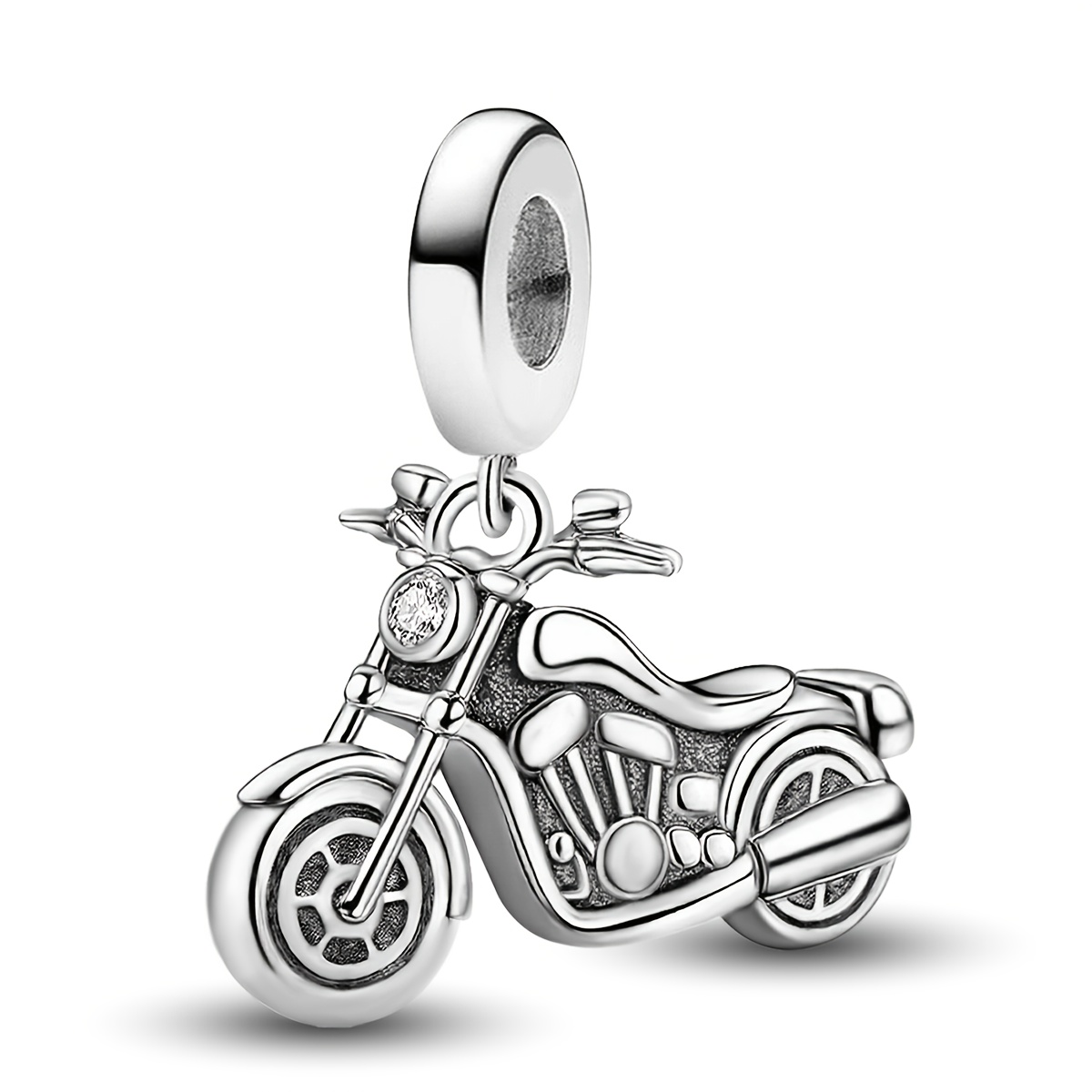 Image of 1pc Cool Motorcycle Motorcycle Pendant, 925 Silver Plated Pendant Suitable For Bracelet Bracelet Necklace, Jewelry Making Additions Valentine's Day Mother's Day Gift For Women