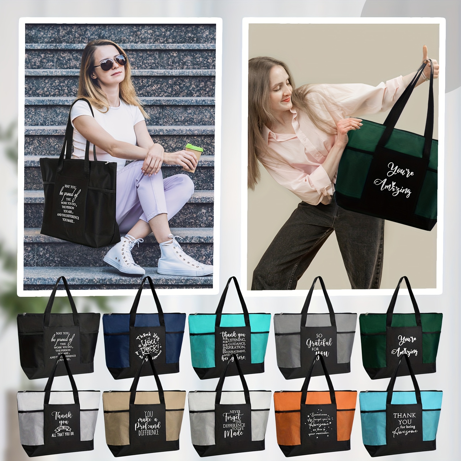 TEMU 10 Pcs Thank You Tote Bags Bulk With For Women Employee Appreciation Fall Halloween Thanksgiving Christmas Gift For Nurse Teacher