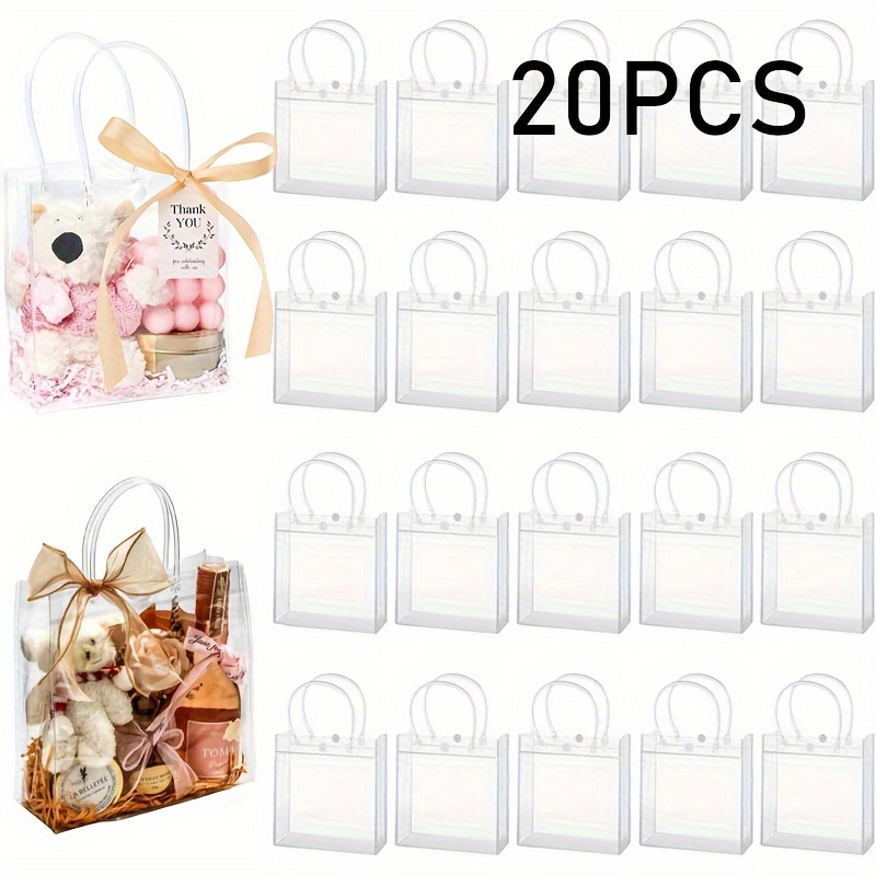 

20-pack Clear Pvc Gift Bags, Multi-use Handheld Bags For Christmas, Wedding, Birthday Parties, Snacks, Candies, Flowers, Book Diy Gift Wrapping, Home & Kitchen Party Supplies