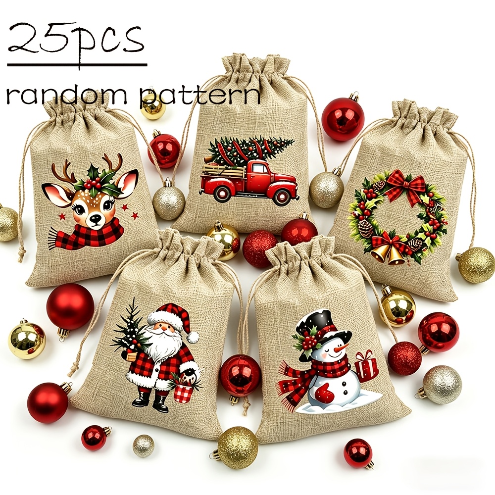TEMU Gift For Her/him 25pcs Drawstring Gift Bags With Hemp Closure - Suitable For Christmas, New Year's, Weddings, Birthdays, Showers - Smallest