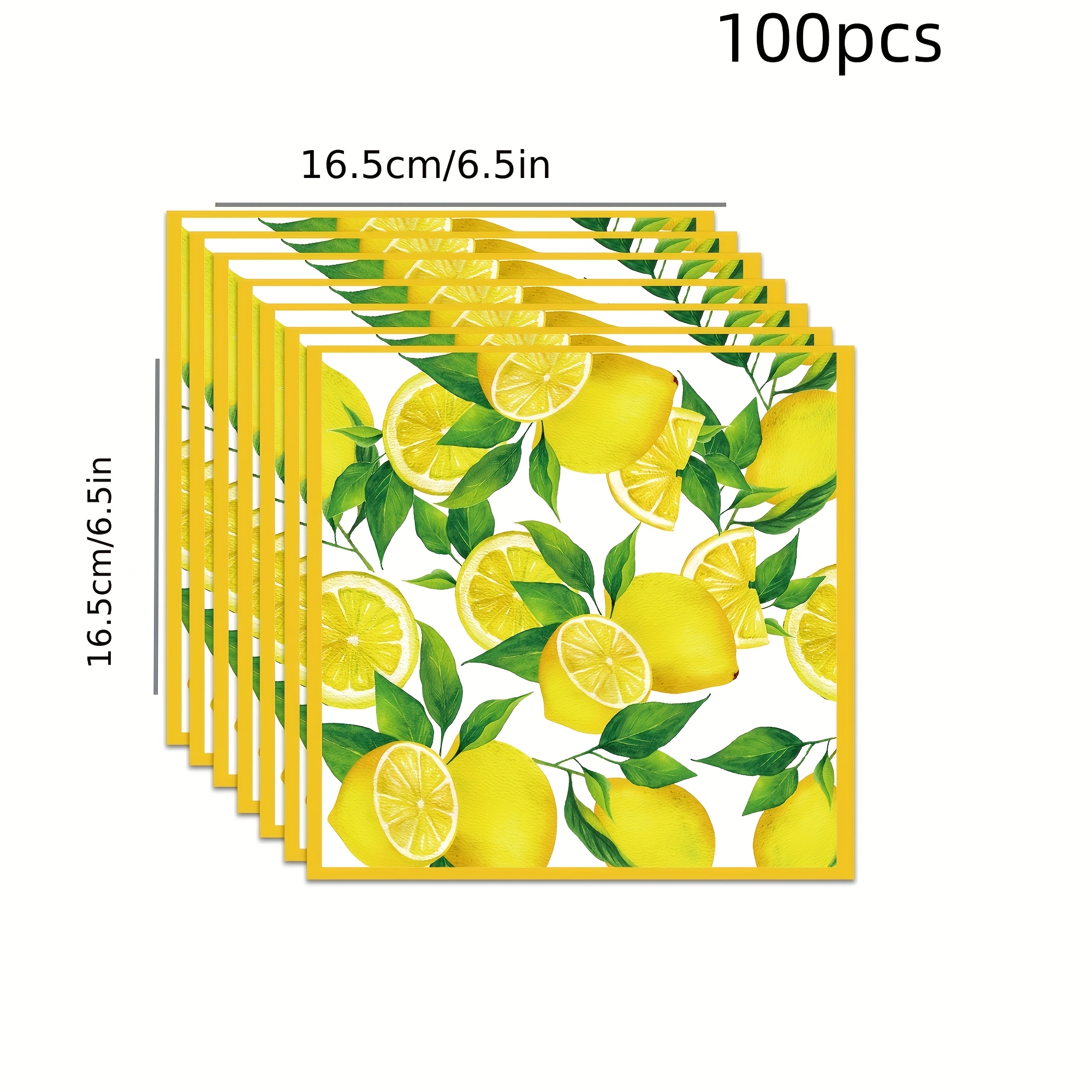 TEMU 100pcs Lemon Summer Party Napkins - & Leaf Design, 2-ply Disposable Paper Napkins For Birthday, Wedding, Anniversary, And Festive Table
