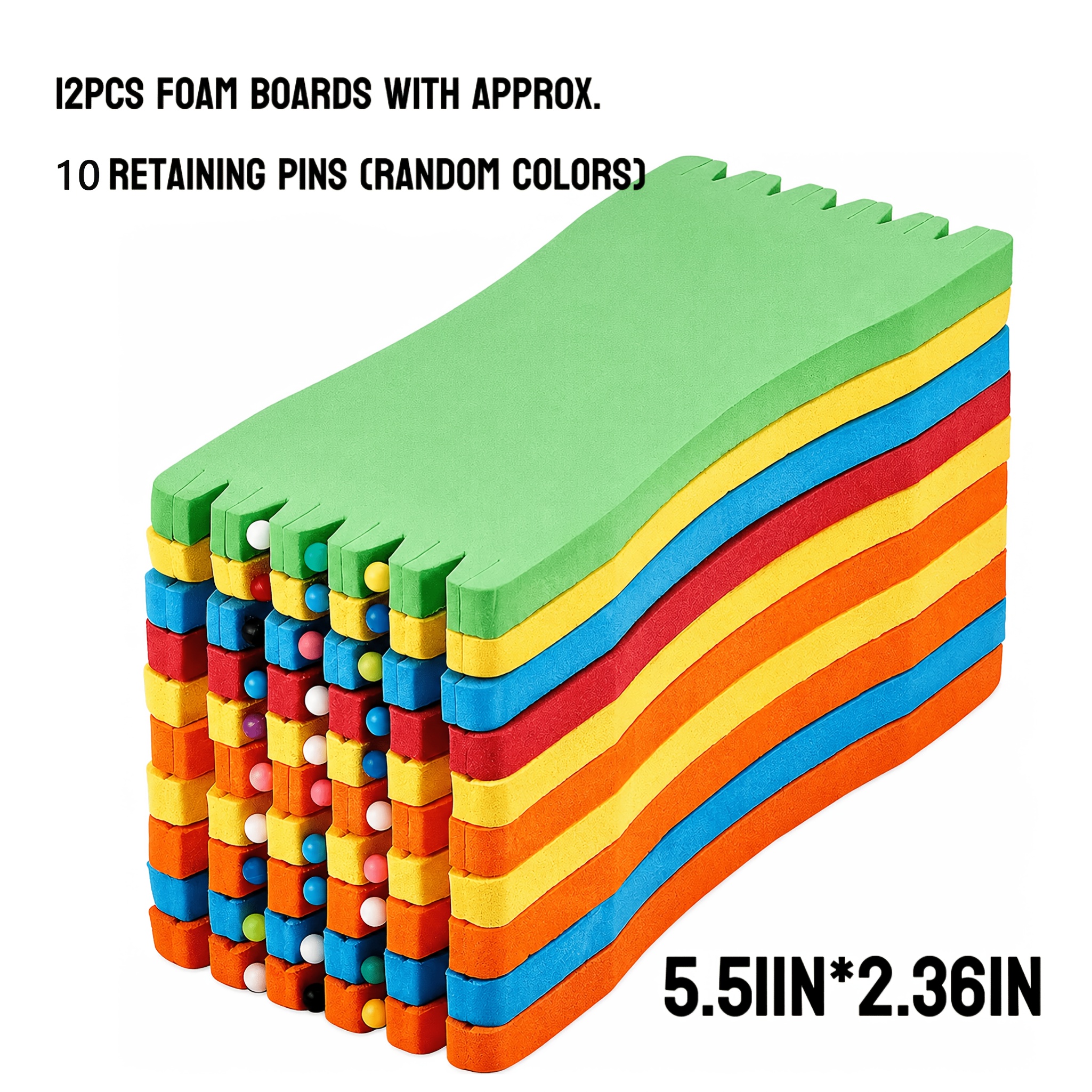 TEMU 12pcs Fishing Rig Storage Foam Boards, Random Mixed Colors Hook Leader Winder Boards With Retaining Pins For Fishing Line, Hooks And Pre-tied