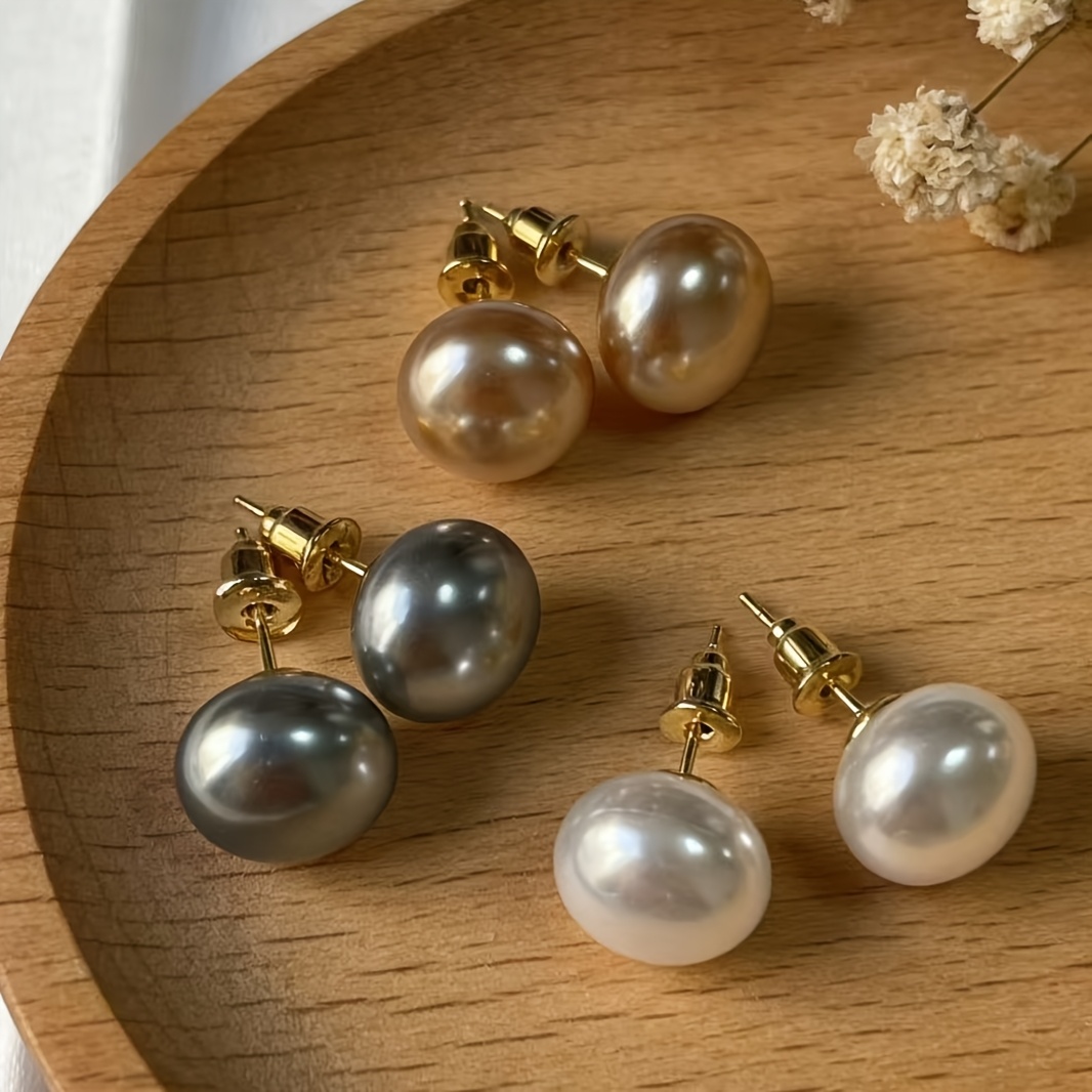 TEMU Lot de 6 (convient pour 3 grands colis) de boucles d'oreilles rondes en perles - perles sphériques colorées, bijoux de mariage et quotidiens,