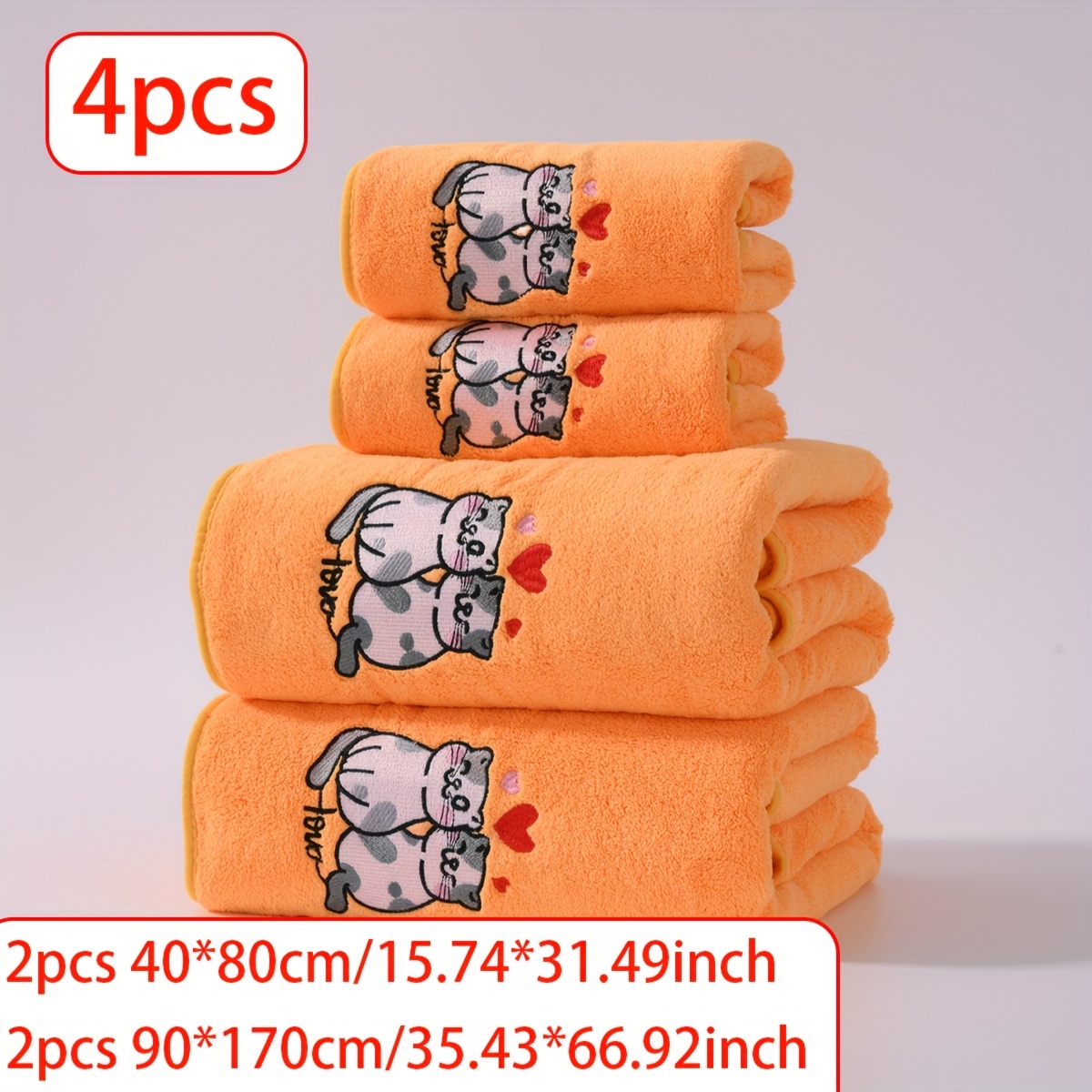 TEMU Il set 4 pezzi 2 pezzi di 34*75 2 pezzi di 70*140 cm, o 2 pezzi di 40*80 2 pezzi di 90*170 cm. Questo San Valentino, goditi ricamato della dei