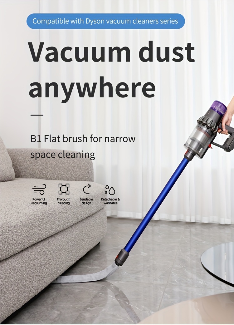 flat vacuum head attachment for   crevice cleaning brush compatible with v7 v8 v10 v11 v15 v12 slim v10 slim essential floor care accessory details 0