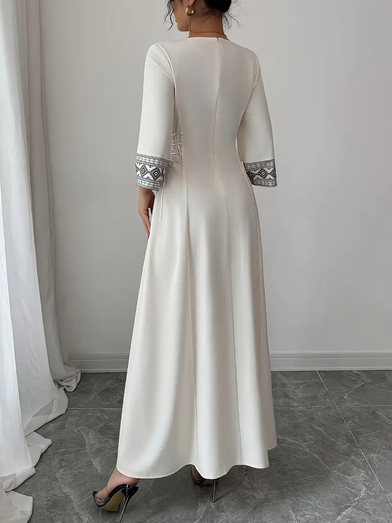 casual unique dresses for women Casual Womens Polyester A Line Midi Dress 3/4 Sleeve Natural Waistline Up To 50% Off