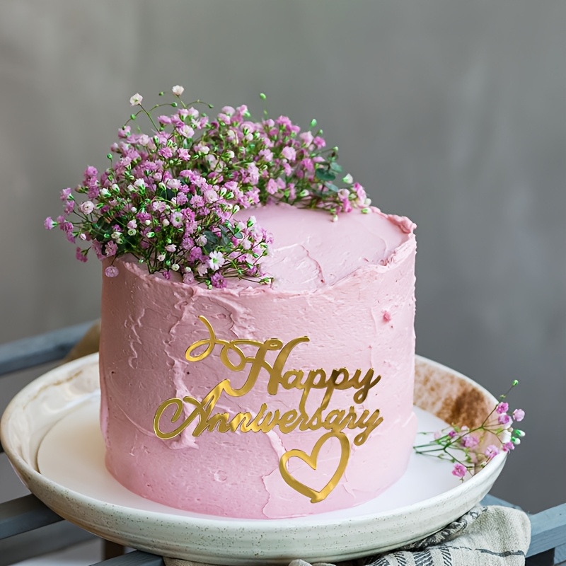 Decorazioni per torte nuziali in acrilico dorato Happy Anniversary decorazioni per torte per matrimoni nuziali anniversario a tema decorazioni per feste forniture 8 pezzi
