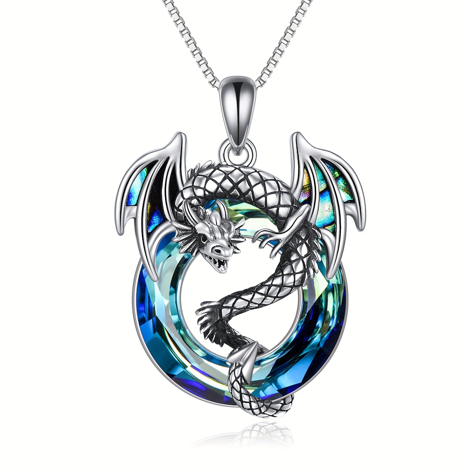 Image of Dragon Necklace In Pure Silvery S925 With Dragon Pendant, Jewelry For Women And Men, Birthday Gift, Lady's Gift, Best For Christmas