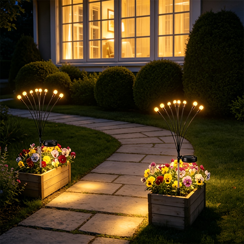 TEMU 2 Packs Solar Garden Lights Outdoor (16 Leds), Firefly Swaying Light For Yard Patio Pathway Lawn Decor, Unique Gardening Gifts For Holiday