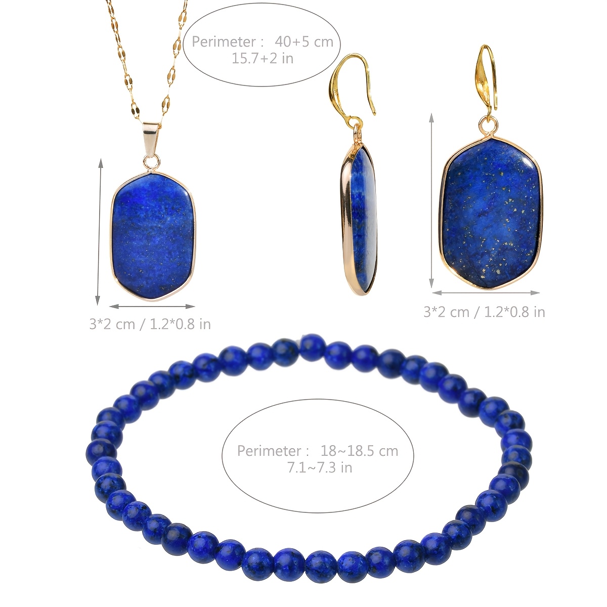 Boho Style 4pcs Lapis Lazuli Jewelry Set for Parties & Gifts