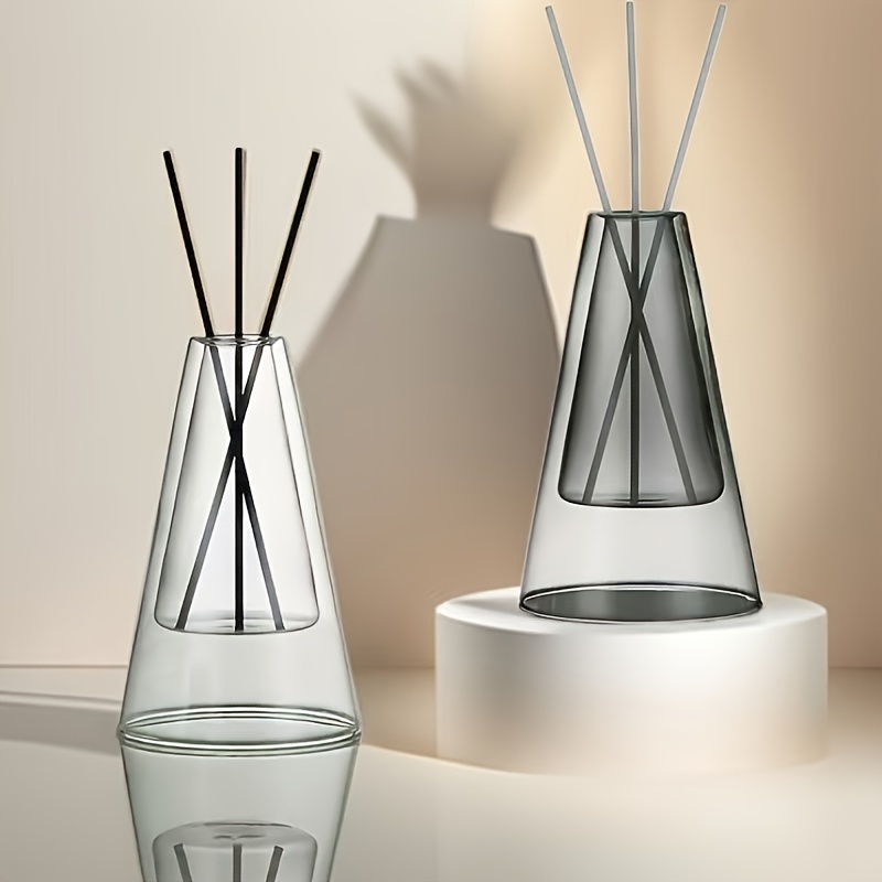 

Double-layer Aroma Bottle, Unlit Fragrance Reed Diffuser, High-end Glass Empty Bottle, Stylish Indoor Decorative Vase.