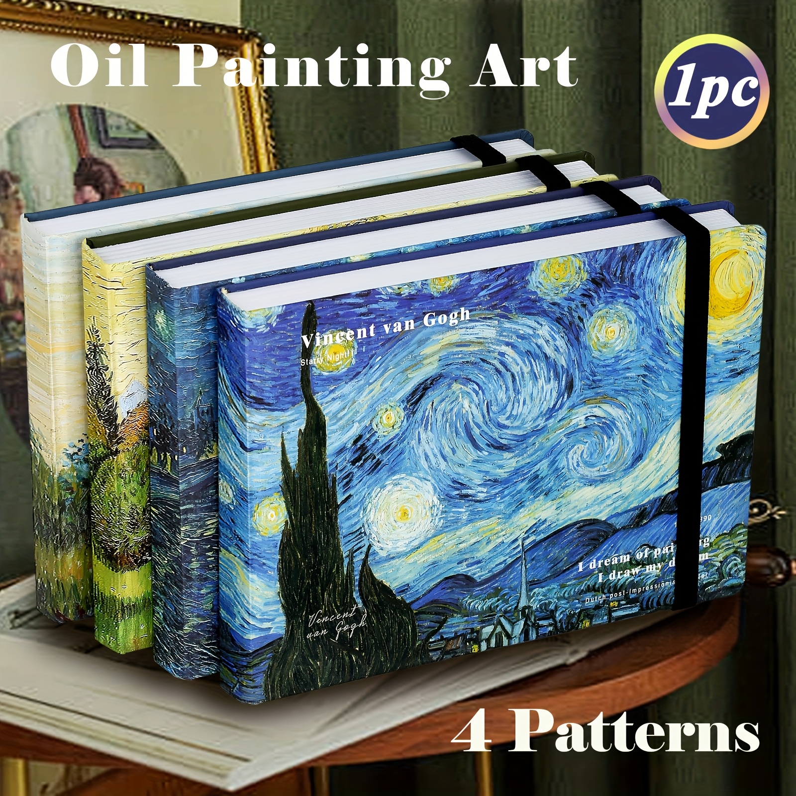 

Van Gogh Inspired A5 Sketchbook, Pages, 250gsm Watercolor Paper, Hardcover Thickened Notebook, Patterns, Marker Pen Drawing Book, Art Supplies For Adults & Beginners, Ideal Gift