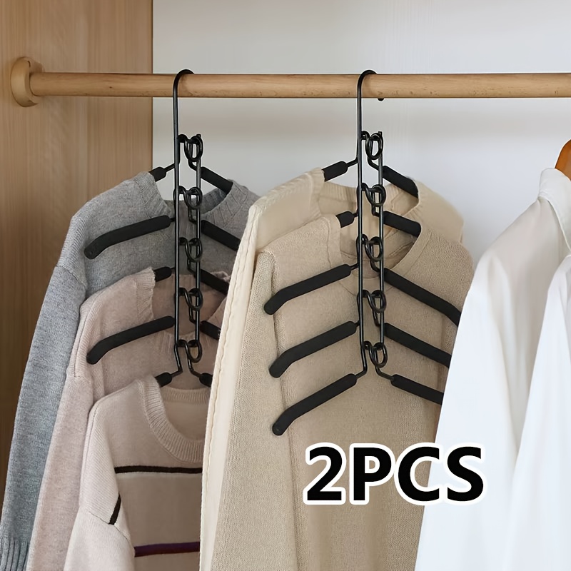 TEMU 2pcs Heavy Duty Space Saving Hangers- Metal Band Non-slip Foam Mats, Suitable For Coats, Sweaters, Suits And T-shirts