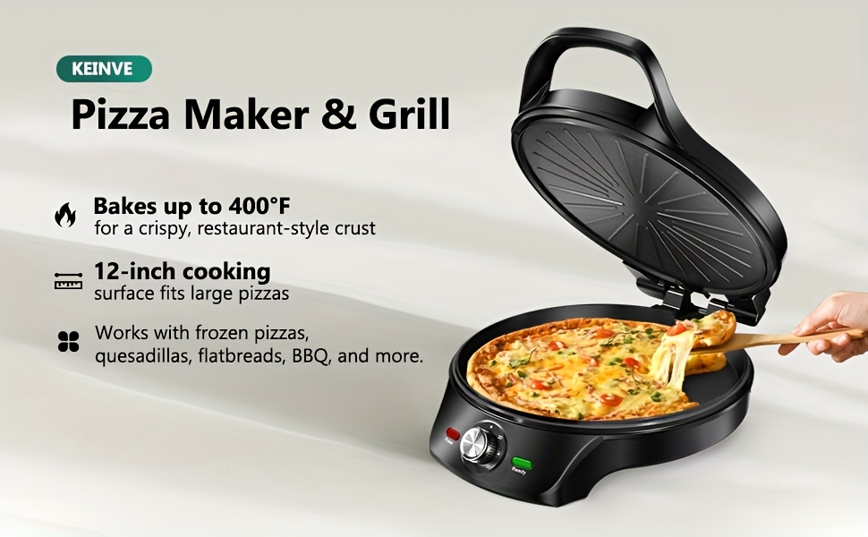 1500w indoor electric grill and pizza maker dual sided cooking with non stick grilling surface 30 min timer auto shut   for bbq steak pizza quesadillas sandwiches veggies   appliance gift for home cooks christmas presents quick meals   durable construction busy professionals Product details 0