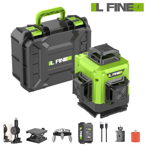 11 fitting set 4 4d 16 line laser level with self leveling function with 4800mah large battery and durable carrying case suitable for building renovation and floor tile construction remote control not included