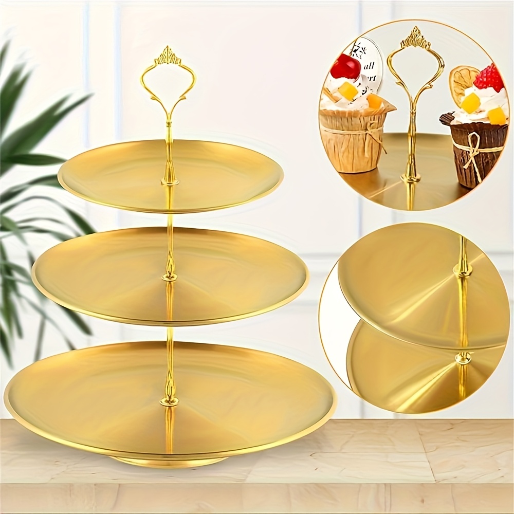 2pcs Stainless Steel Three-Layer Cake Rack for Elegant Dessert Display