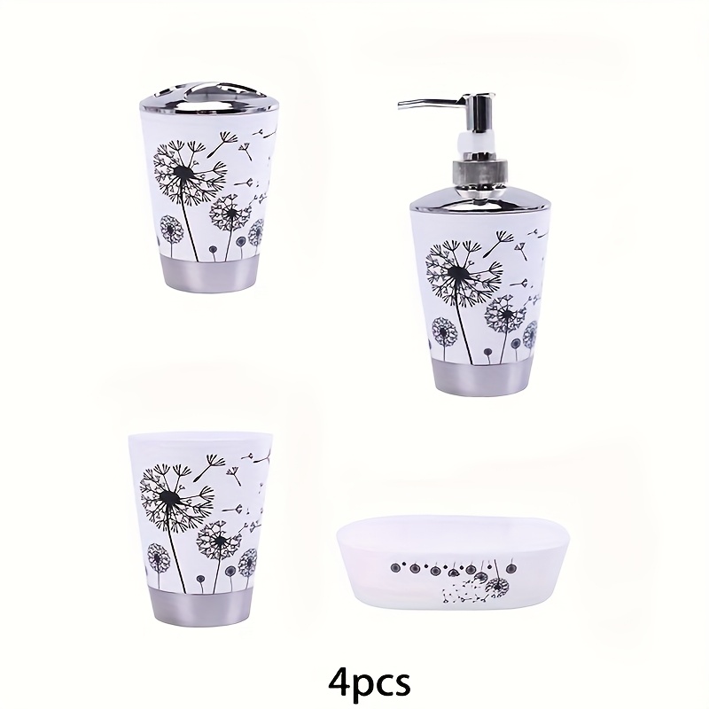 4pcs Dandelion Bathroom Set: Organize In Style, Perfect For Gifting & Decor Enhancement
