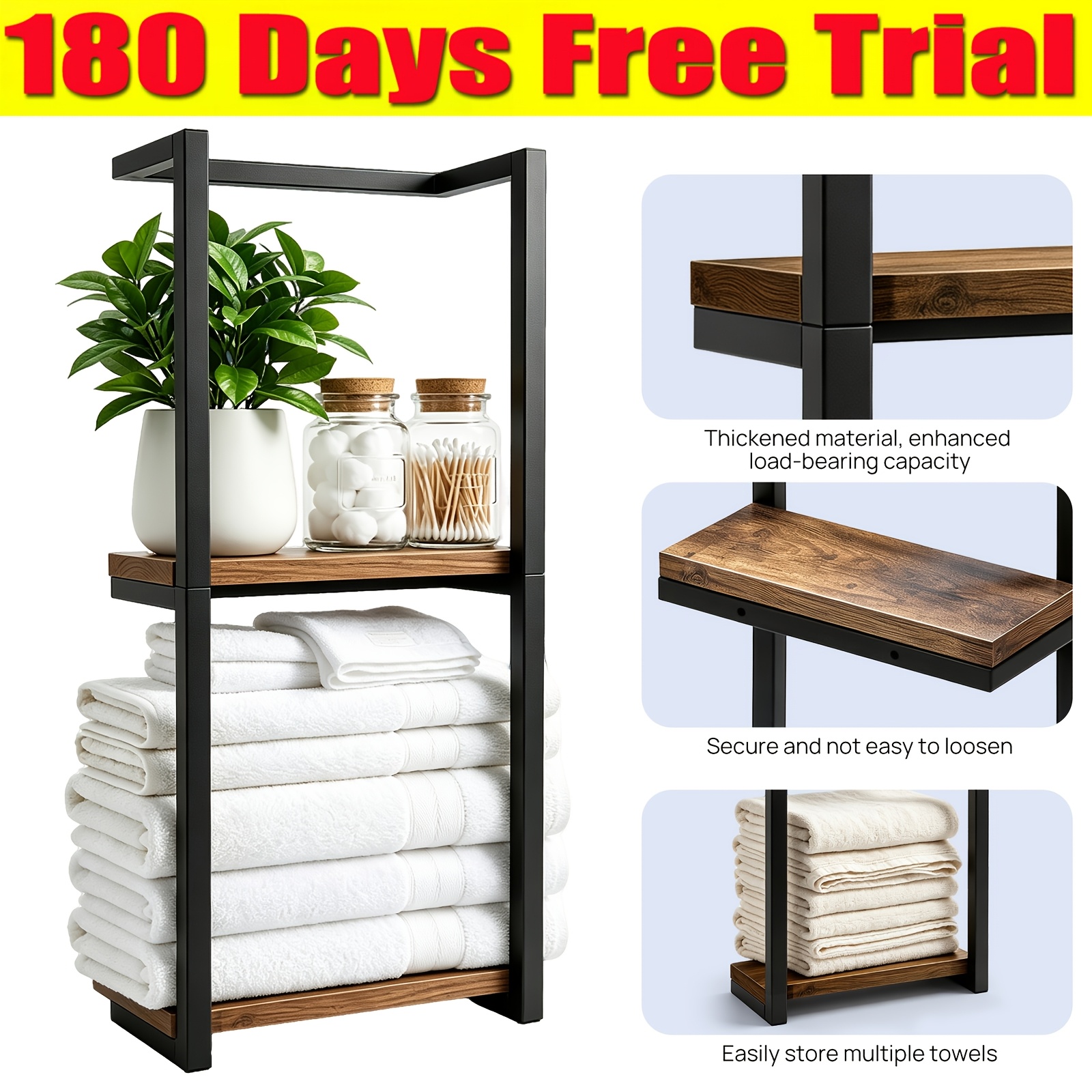 Wall-mounted Towel Rack Golden Storage Rack, Hanging Rod, Bathroom Home Storage Rack, 77 X 28.5 X 14.3 Cm, On Or Wall-mounted; Used For Storing Towels And Toiletries, Towel Racks