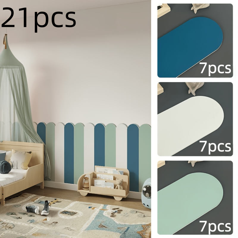 TEMU 21pcs Stickers Muraux Auto-Adhésifs en Pack Souple, Plinthe Murale Tatami, Protection Murale Épaissie Anti-Collision, Papier Peint Décoratif de