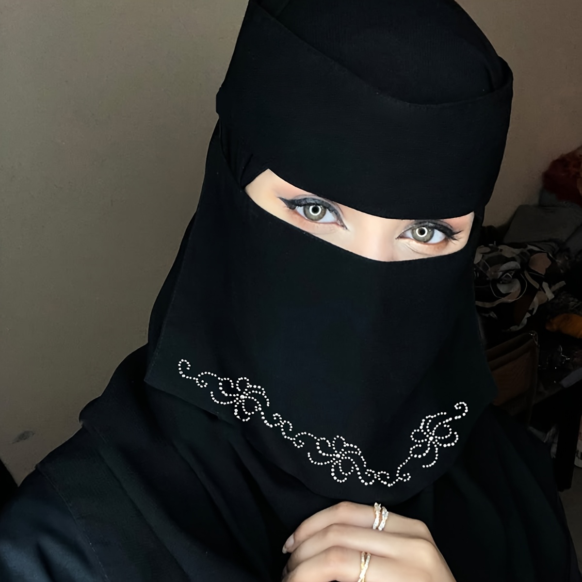 1pc glitter solid color chiffon hijab veil sparkling Temu Pakistan